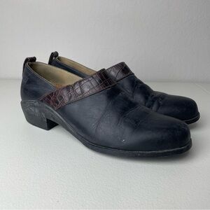 Ariat Black Brown Leather Western Cowgirl Country Slip On Clog Booties Size 9B